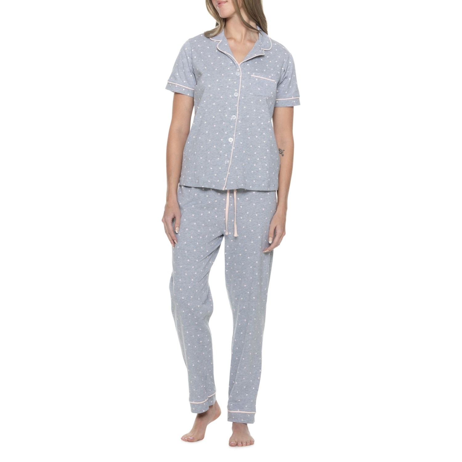 Poppy & Clay Hearts Notch Collar Pajamas - Organic Cotton, Short