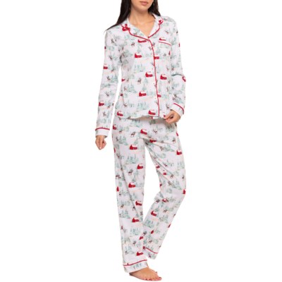 (取寄) ホリディ ノッチ カラー パジャマ - オーガニック コットン, ロング スリーブ Poppy & Clay Holiday Notch Collar Pajamas - Organic Cotton, Long Sleeve  Winter Village poppy-and-clay-holiday-notch-