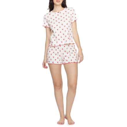 Poppy & Clay Mini Mushrooms  Pointelle Shortie Pajamas - Short Sleeve in Cream Multi