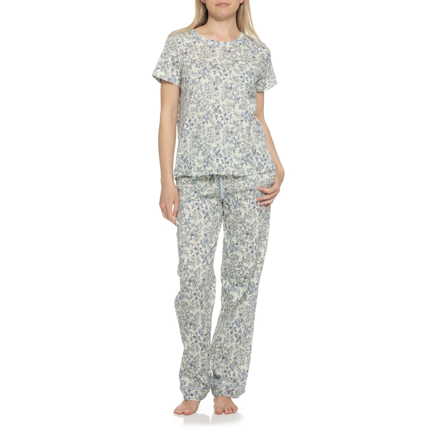 Poppy Pyjamas Poppy & Clay Pocket Crew Neck Pajamas - Organic Cotton, Short Sleeve ...