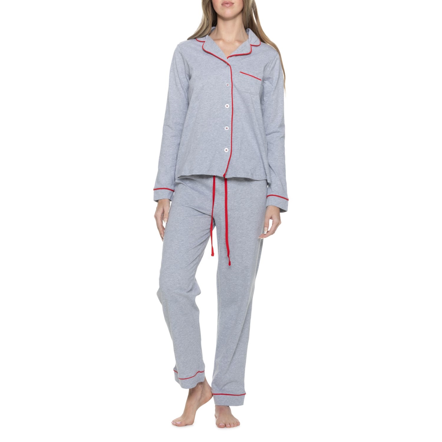 Poppy & Clay Solid Notch Collar Pajamas - Organic Cotton, Long