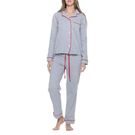Poppy & Clay Solid Notch Collar Pajamas - Organic Cotton, Long Sleeve in Heather Grey - Closeouts