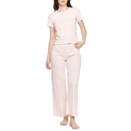 Poppy & Clay Solid Pointelle Pajamas - Organic Cotton, Short Sleeve in Rose Quartz