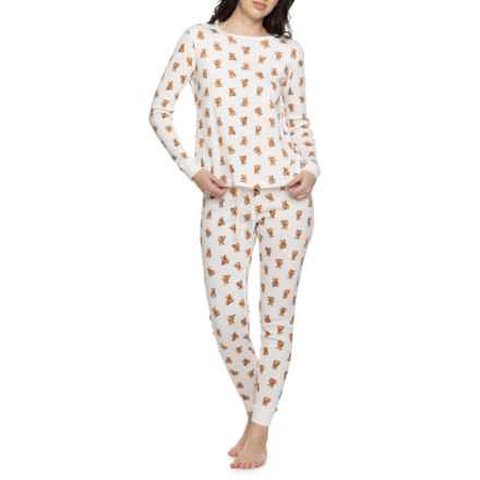 Poppy & Clay Sweet Pointelle Pajamas - Organic Cotton, Long Sleeve in Teddy Bears Cream