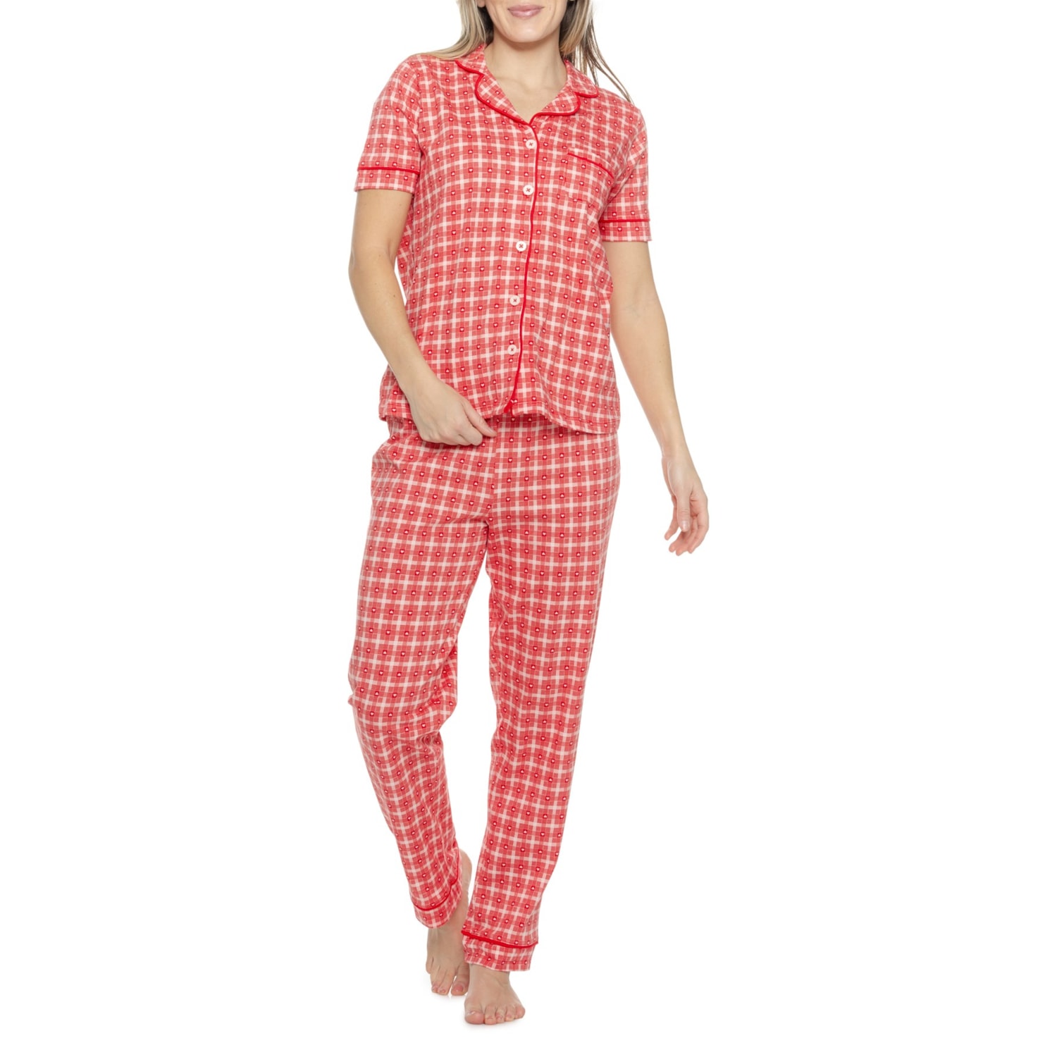 Poppy Pyjamas Poppy & Clay Valentine's Plaid Notch Collar Pajamas - Organic Cotton ...
