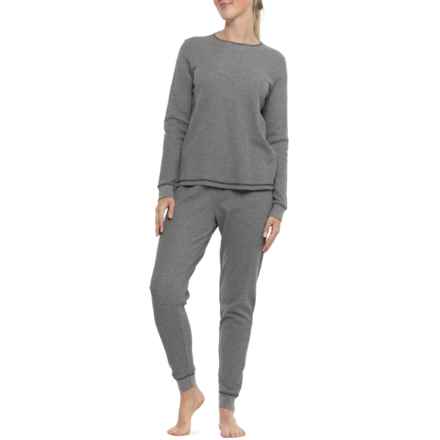 Poppy & Clay Waffle Thermal Pajamas - Organic Cotton, Long Sleeve in Charcoal Grey