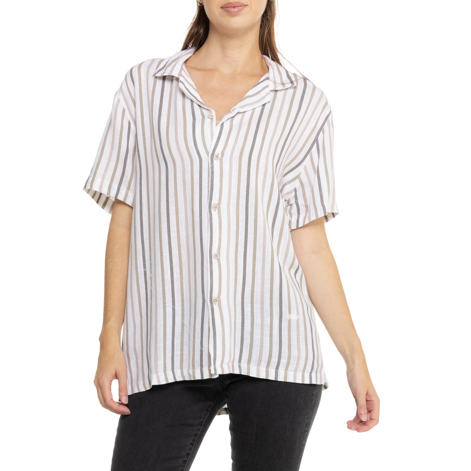 Porter & Ash Stripe Shirt - Linen, Short Sleeve - Save 33%