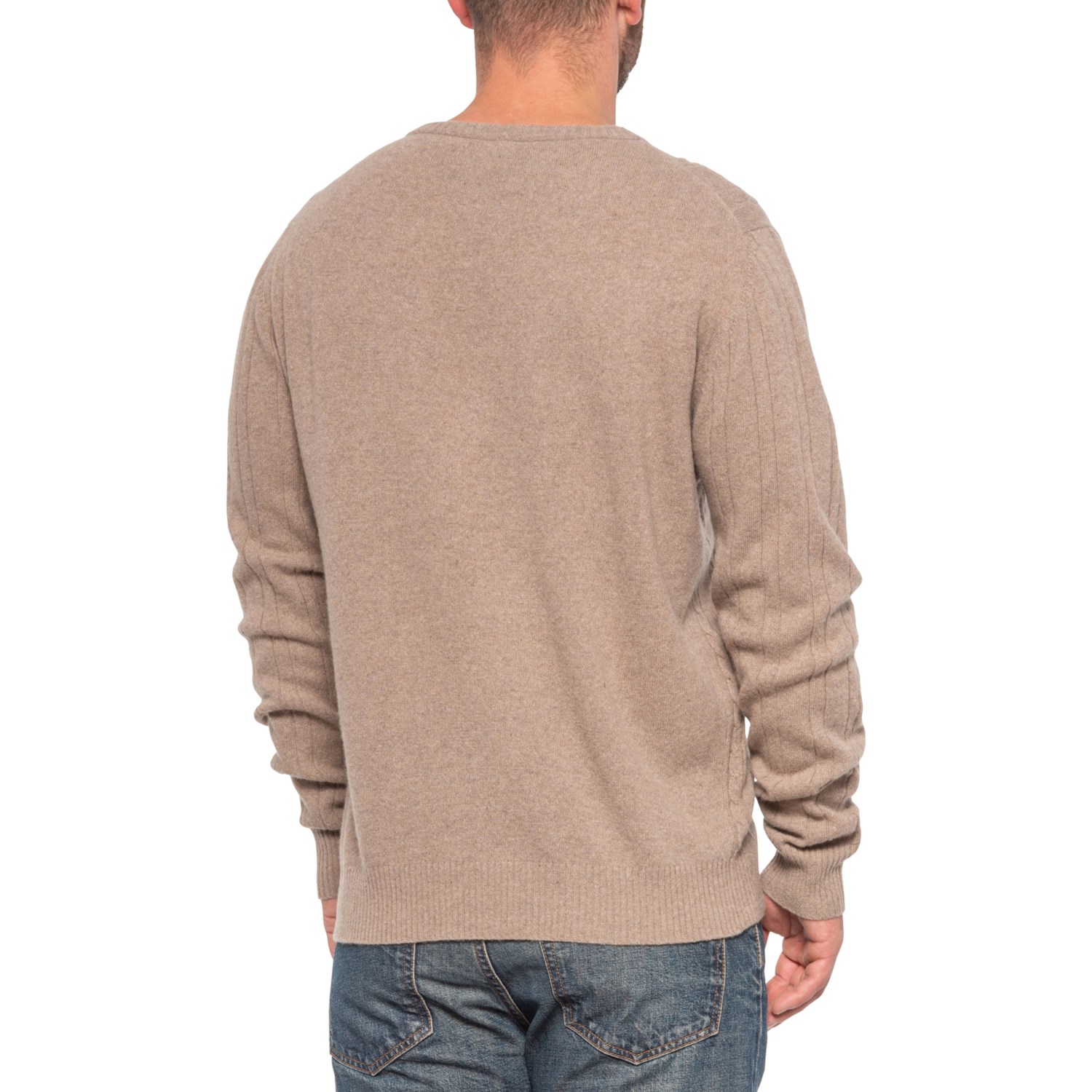 Portolano Dark Nile Brown Round Neck Cable-Knit Sweater (For Men ...