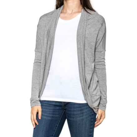 prAna Foundation Munra Wrap Cardigan Sweater - Open Front, Long Sleeve in Heather Grey