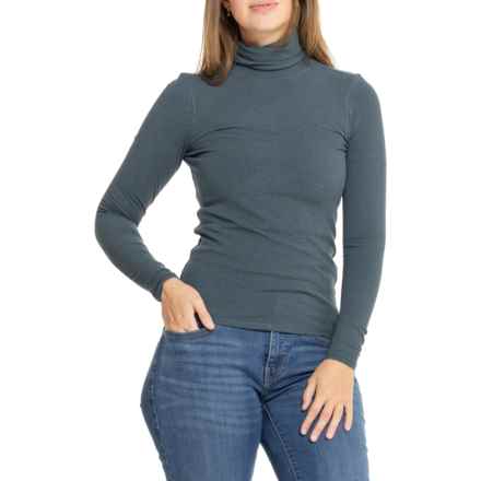 prAna Foundation Ribbed Turtleneck Sweater in Grey Blue Heather