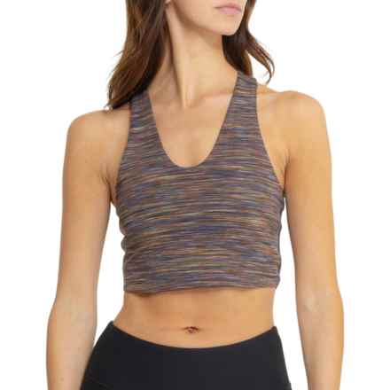 prAna Luxara Reversible Sports Bra - UPF 50+, Medium Impact, Racerback in Mulberry Spacedye/Black