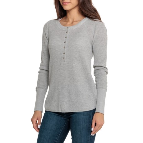 prAna Milani Henley Shirt - Organic Cotton, Long Sleeve in Athletic Grey