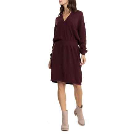 prAna Milani V-Neck Dress - Organic Cotton, Long Sleeve in Mulberry