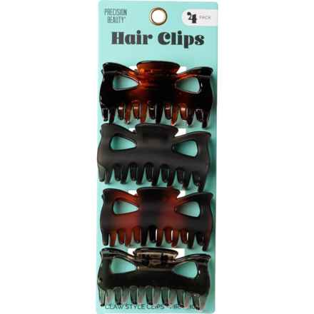 Precision Beauty Claw Hair Clips - 4-Pack in Multi