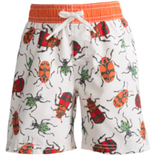 Printed Swim Trunks (For Infant and Toddler Boys) in White/Orange Bug Print - 2nds