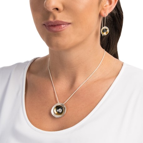 Kadim Oxy Swirl Sterling Silver Jewelry Set - Necklace and Earrings (For Women)