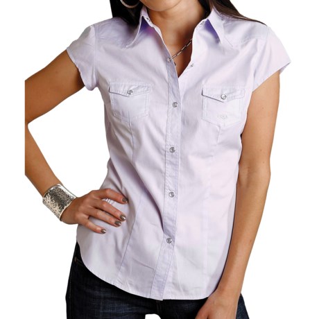 Roper Solid Western Shirt - Snap Front, Short Sleeve (For Women)