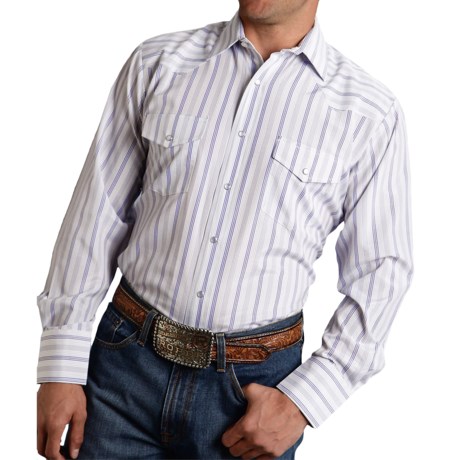 Roper Classic Stripe Shirt - Snap Front, Long Sleeve (For Tall Men)