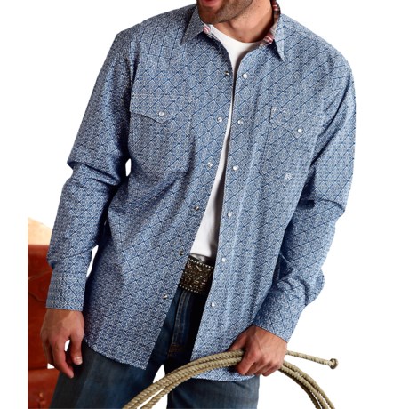 Roper Cotton Print Shirt - Snap Front, Long Sleeve (For Tall Men)