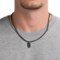 Tateossian Silver and Leather Mini ID Tag Necklace (For Men)