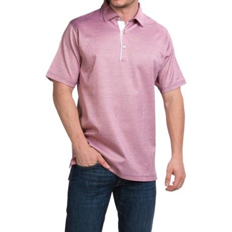 Peter Millar Barris Cotton Lisle Polo Shirt - Patriot Navy Birdseye, Short Sleeve (For Men)
