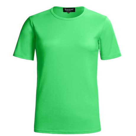 Sunspel Ribbed Egyptian Cotton Crew T-Shirt - Lightweight, Short Sleeve (For Women)