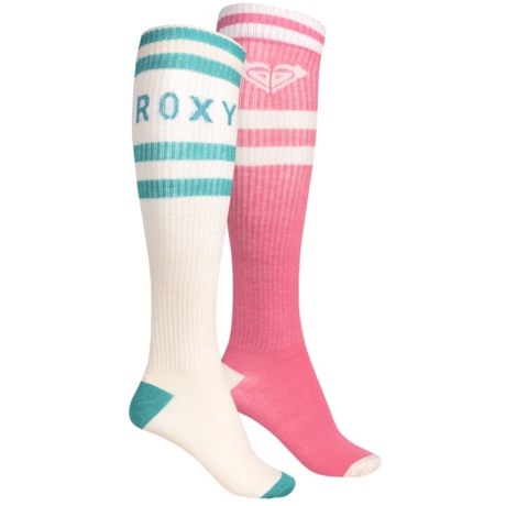 Roxy Logo Athletic Rib Knee-High Socks - 2-Pack, Over the Calf (For Women)