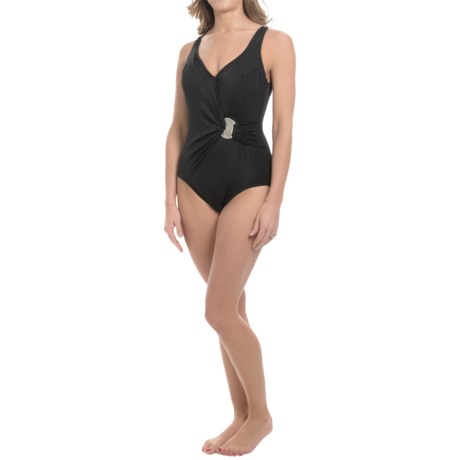 Longitude Embellished Surplice One-Piece Swimsuit (For Women)