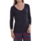 Jane and Bleecker Solid V-Neck Pajama Shirt - 3/4 Sleeve (For Women)