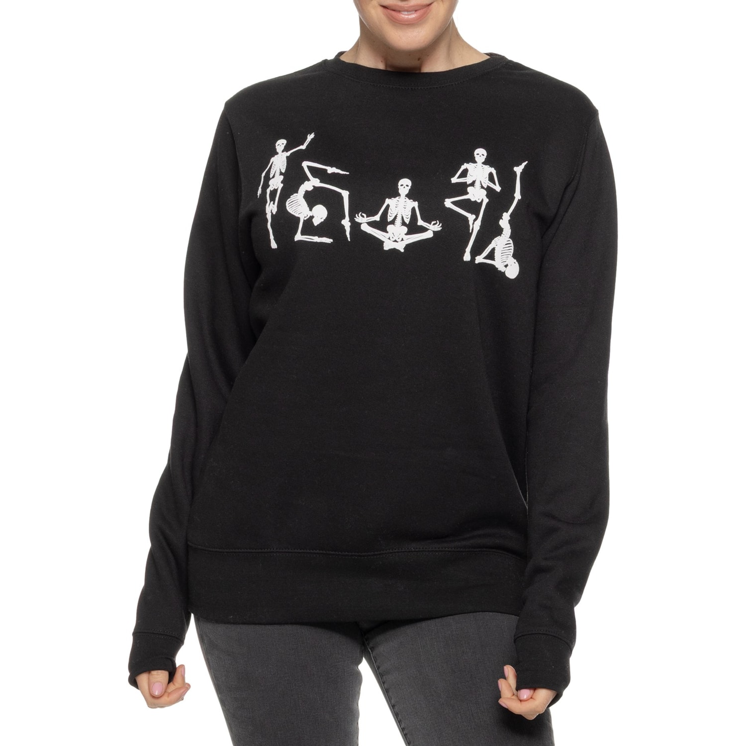 PACIFIC & CO Skeleton Yoga Halloween Sweatshirt
