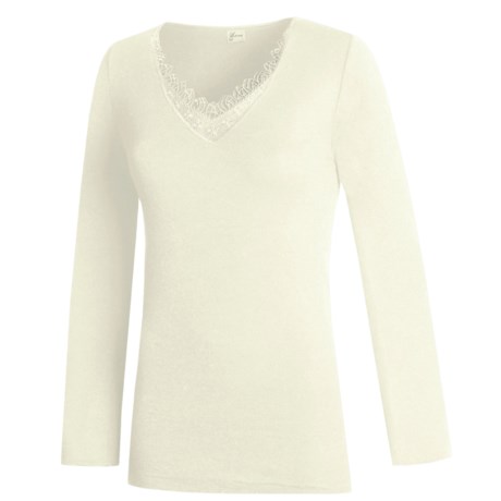 Medima V-Neck Top - Merino Wool-Angora, Long Sleeve (For Women)