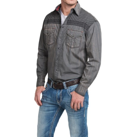Cowboy Up Washed Cotton Solid Shirt - Snap Front, Long Sleeve (For Men)