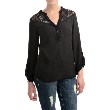 Rock & Roll Cowgirl Chiffon Lace Shirt - V-Neck, Long Sleeve (For Women)