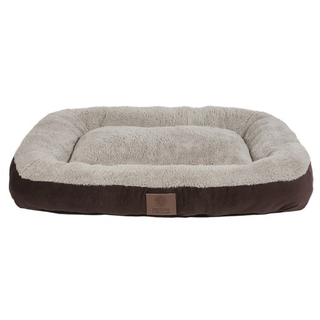 AKC Suede Rectangular Bolster Dog Bed - Large, 27x36”