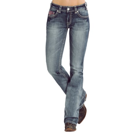 Rock & Roll Cowgirl Zigzag Embroidered Jeans - Mid Rise, Bootcut (For Women)