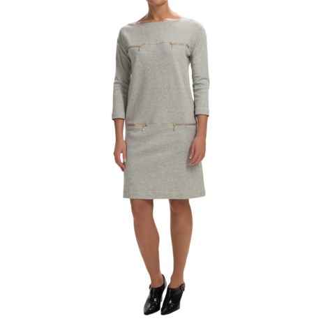 Joan Vass Four-Pocket Cotton Shift Dress - 3/4 Sleeve (For Women)