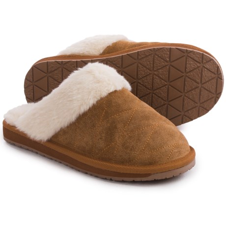 Clarks Quilted Scuff Slippers - Suede (For Women)