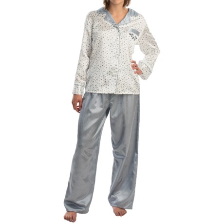 KayAnna Brushed Back Satin Pajamas - Long Sleeve (For Women)