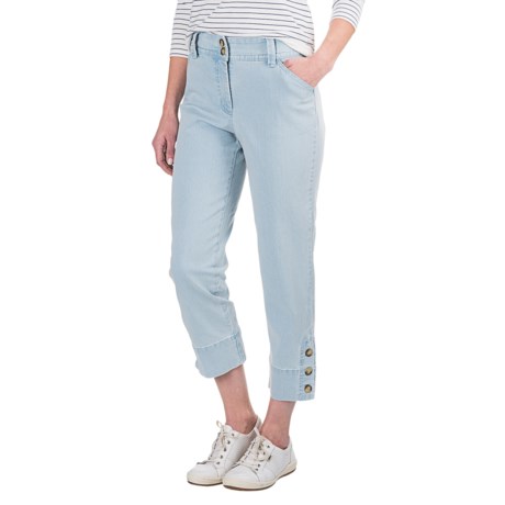 Specially made Button-Trimmed Denim Capris (For Women)
