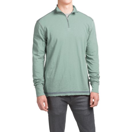 Ecoths Black Rock Shirt - Organic Cotton, Zip Neck, Long Sleeve (For Men)