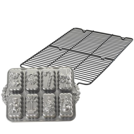 Nordic Ware Holiday Mini Loaf Pan and Cooling Rack Set