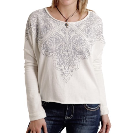 Roper French Terry Crop Top - Long Sleeve (For Women)