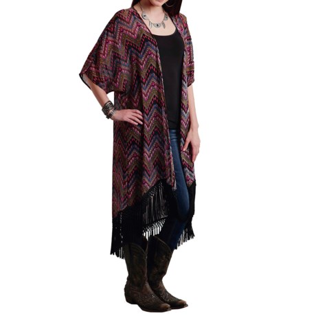 Studio West Roper Aztec Chevron Print Kimono Cardigan - Short Sleeve (For Women)