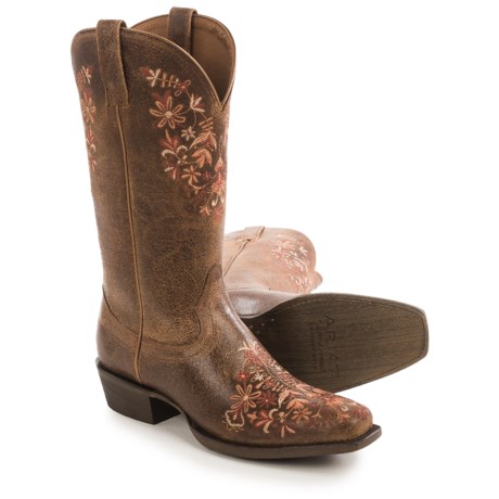 Ariat Ardent Cowboy Boots - Leather, Embroidered Details, Square Toe (For Women)