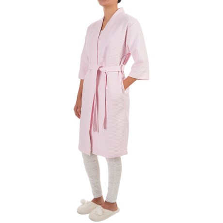 Paddi Murphy Softies Waffled Kimono Robe - Turkish Cotton, 3/4 Sleeve (For Women)