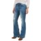 Petrol Slightly Destroyed Classic Flare Jeans - Bootcut (For Women)