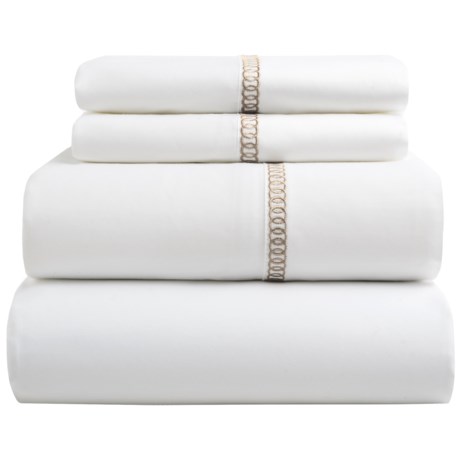Westport Home Circle Link Embroidered Sheet Set - Queen, 300 TC