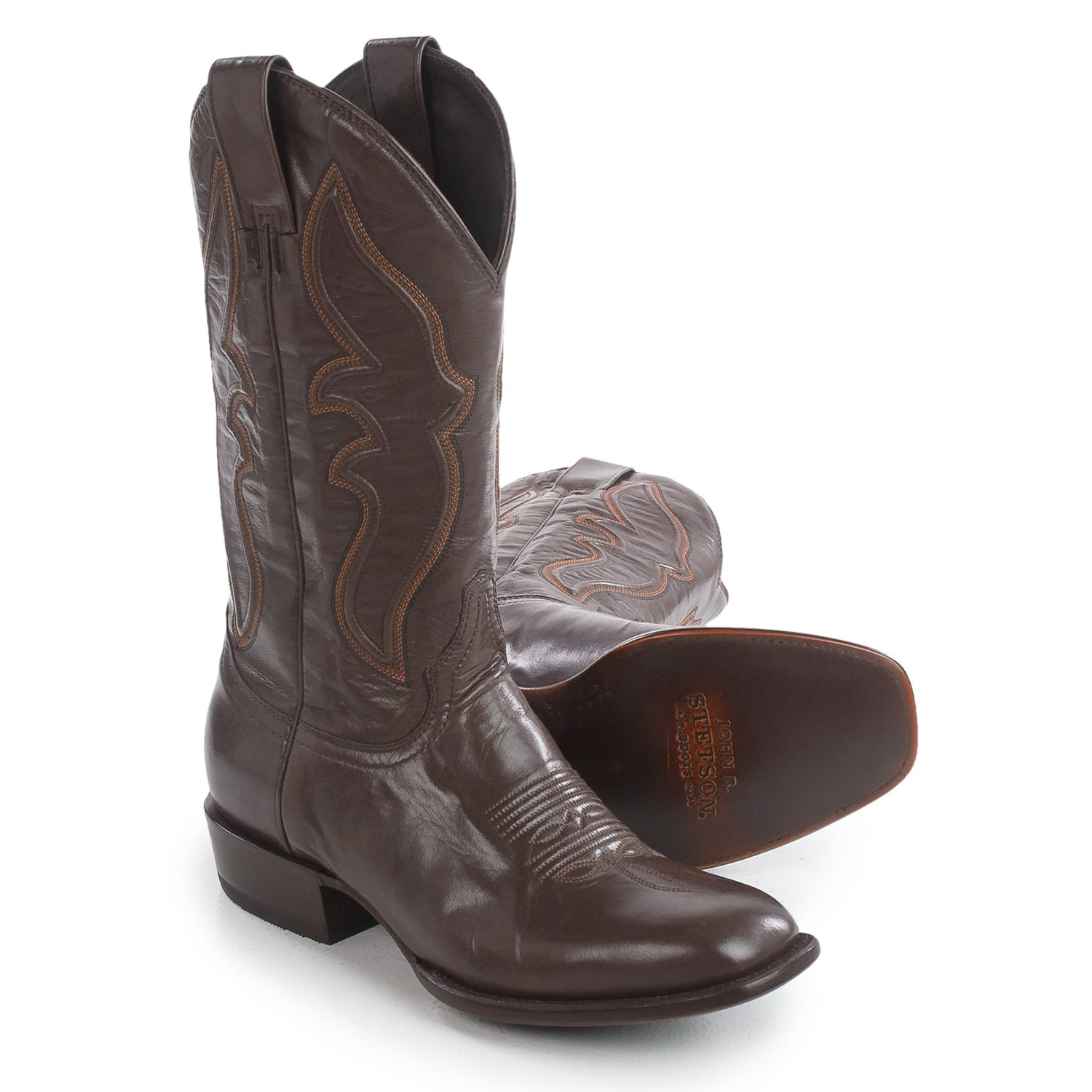 Stetson Boone Calfskin Cowboy Boots Square Toe (For Men)