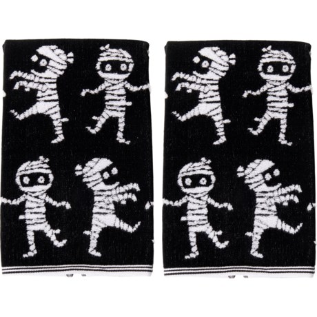 Caro Home Mummy Yarn-Dyed Jacquard Hand Towels - 2-Pack, 500 gsm, Black