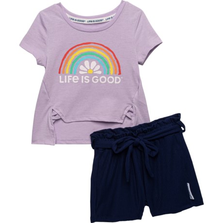 Life is Good® Little Girls Rainbow T-Shirt and Knit Shorts Set - Short Sleeve